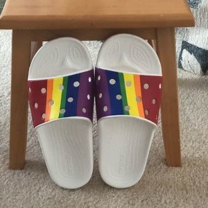 Unisex Rainbow Crocs Slides